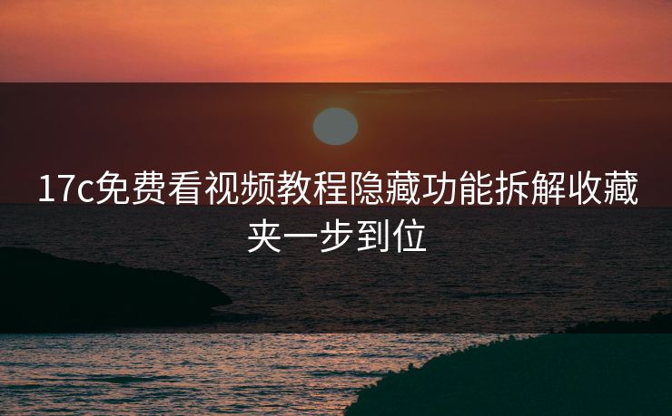 17c免费看视频教程隐藏功能拆解收藏夹一步到位