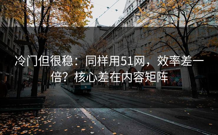 冷门但很稳：同样用51网，效率差一倍？核心差在内容矩阵