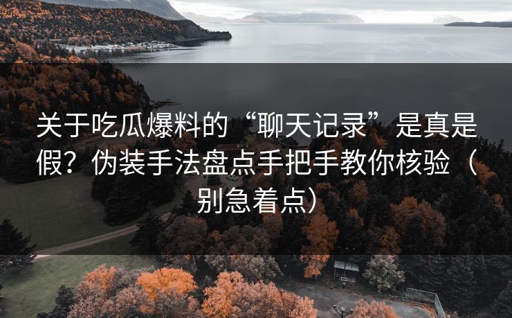 关于吃瓜爆料的“聊天记录”是真是假？伪装手法盘点手把手教你核验（别急着点）