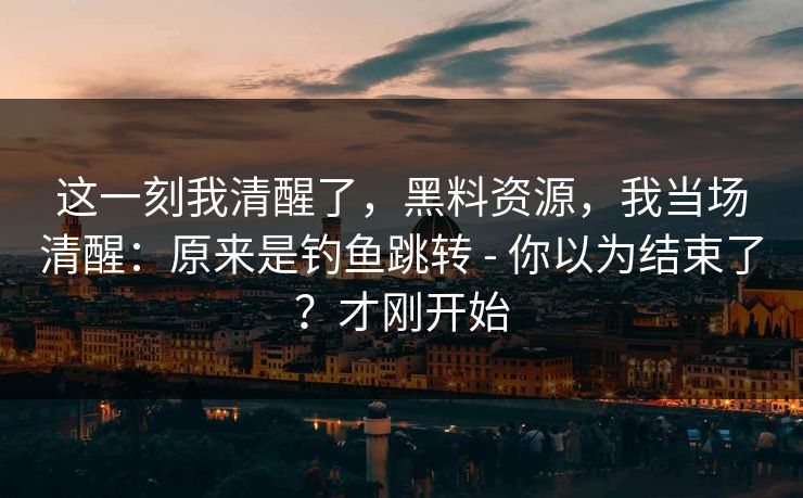 这一刻我清醒了，黑料资源，我当场清醒：原来是钓鱼跳转 - 你以为结束了？才刚开始